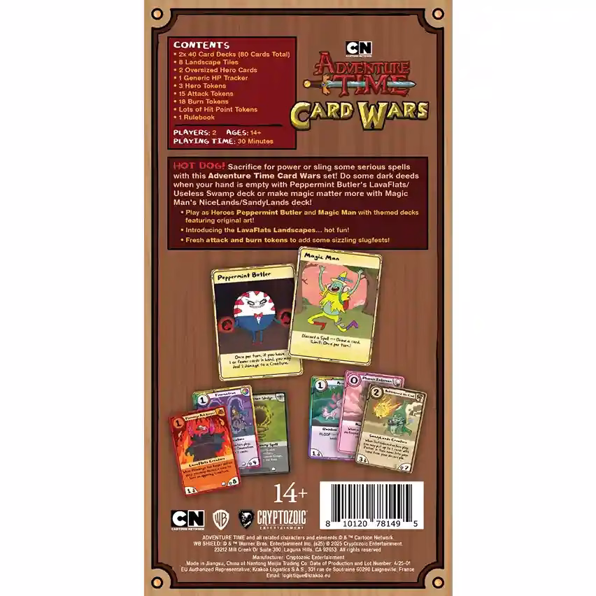 Adventure Time Card Wars – Peppermint Butler vs Magic Man back box Adventure Time Card Wars - Peppermint Butler vs Magic Man back box