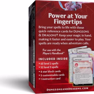 d&d reference cards spells 2-3 back box